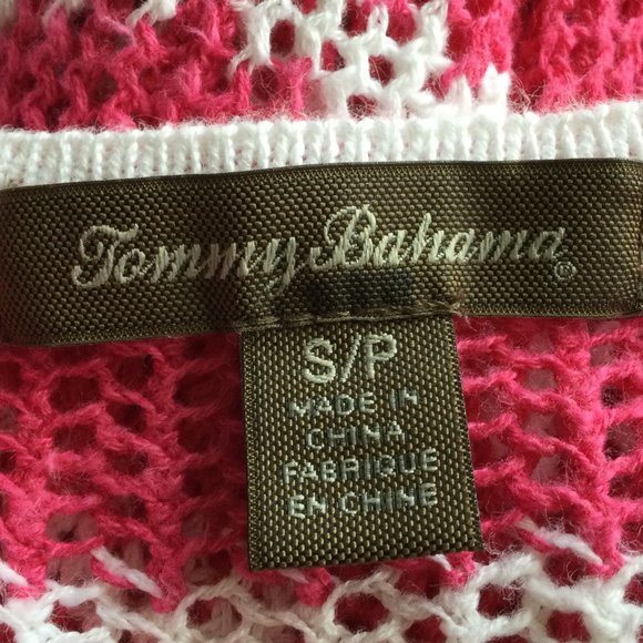 Tommy Bahama Loose Knit Pink Striped Sweater, Small - Picture 5 of 6